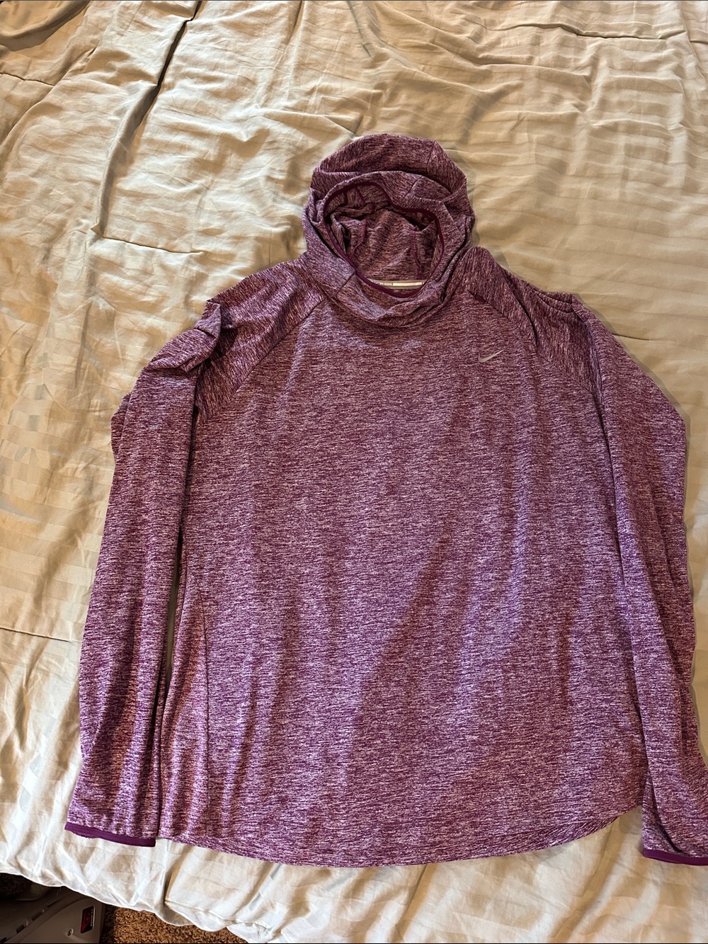 Nike Running Women's Heathered Purple Long-Sleeve Hooded Performance Top